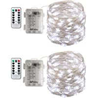 Los mejores  - BXROIU 2 x 50LEDs Micro Luces de Cadena en 5metro Silver Línea 3AA batería de funcionar- impermeable IP65 con Mando a…